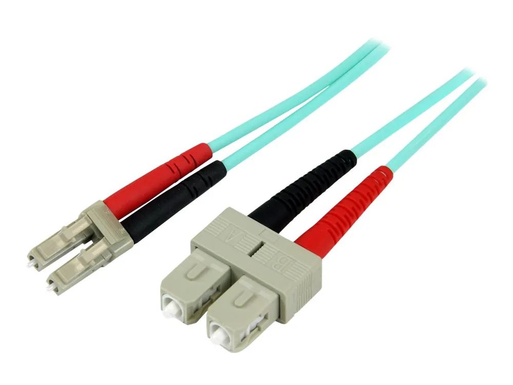 StarTech.com 2m Fiber Optic Cable – 10 Gb Aqua – Multimode Duplex 50/125 – LSZH – LC/SC – OM3 – LC to SC Fiber Patch Cable (A50FBLCSC2)