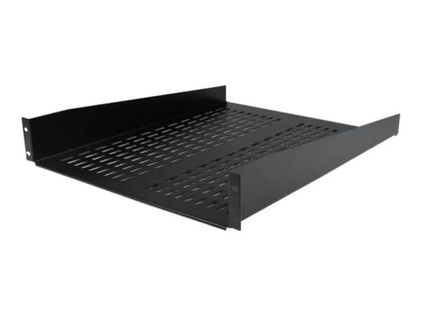 0065030848107-1 StarTech.com 2 HE 19 Fest montierbarer Fachboden für Server Rack/ Schrank bis 22 Kg – Belüfteter Fachboden für Serverschrank 55cm Tief – Rack – Regal – Schwarz – 2U – 55.9 cm (22")