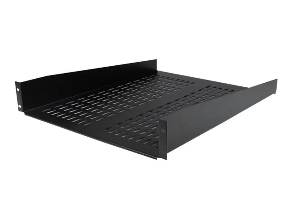 StarTech.com 2 HE 19 Fest montierbarer Fachboden für Server Rack/ Schrank bis 22 Kg – Belüfteter Fachboden für Serverschrank 55cm Tief – Rack – Regal – Schwarz – 2U – 55.9 cm (22″)