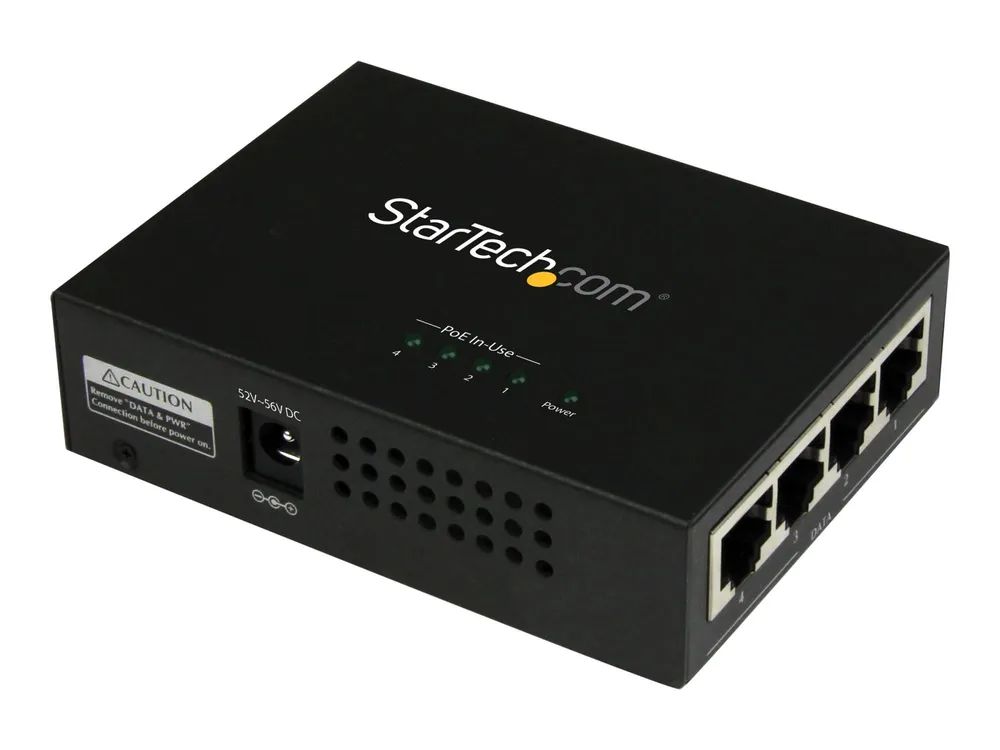 StarTech.com 4 Port Gigabit midspan – PoE+ Injektor