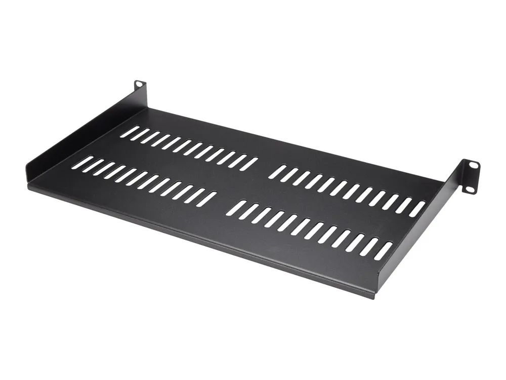 StarTech.com Belüfteter Server Rack Fachboden 1 HE – 25 cm Tief – Stahl – Rack – Regal – Schwarz – 1U – 25.4 cm (10″)