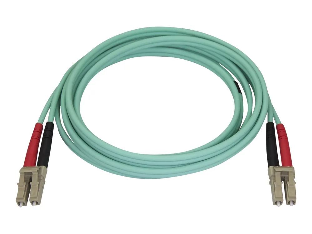 StarTech.com Aqua OM4 Duplex Multimode Fiber – 2m / 6 ft – 100 Gb – 50/125 – OM4 Fiber – LC to LC Fiber Patch Cable (450FBLCLC2)