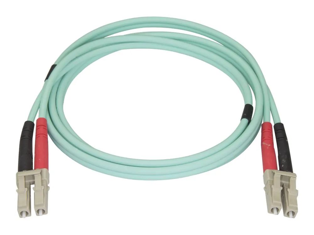 StarTech.com Aqua OM4 Duplex Multimode Fiber – 1m / 3 ft – 100 Gb – 50/125 – OM4 Fiber – LC to LC Fiber Patch Cable (450FBLCLC1)