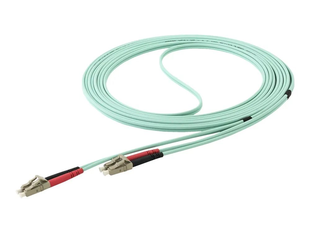 StarTech.com Aqua OM4 Duplex Multimode Fiber – 16 ft / 5m – 100 Gb – 50/125 – OM4 Fiber – LC to LC Fiber Patch Cable (450FBLCLC5)