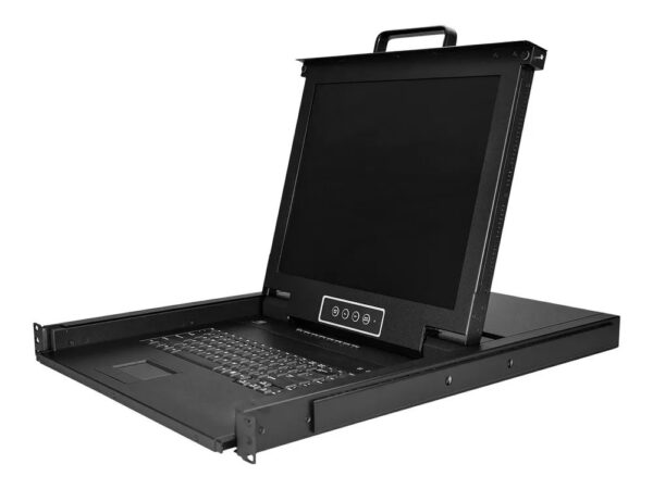 0065030872485-1 StarTech.com 8 Port Rack KVM Konsole mit 1, 8 m Kabeln – US Tastatur(QWERTY), integrierter KVM Switch mit 17" LCD Monitor – 1HE LCD KVM Konsole – OSD KVM – 50.000 MTBF – USB + VGA(RKCONS1708K) – KVM – Konsole mit KVM – Switch – 8 Anschlüsse – USB – 43.2 c