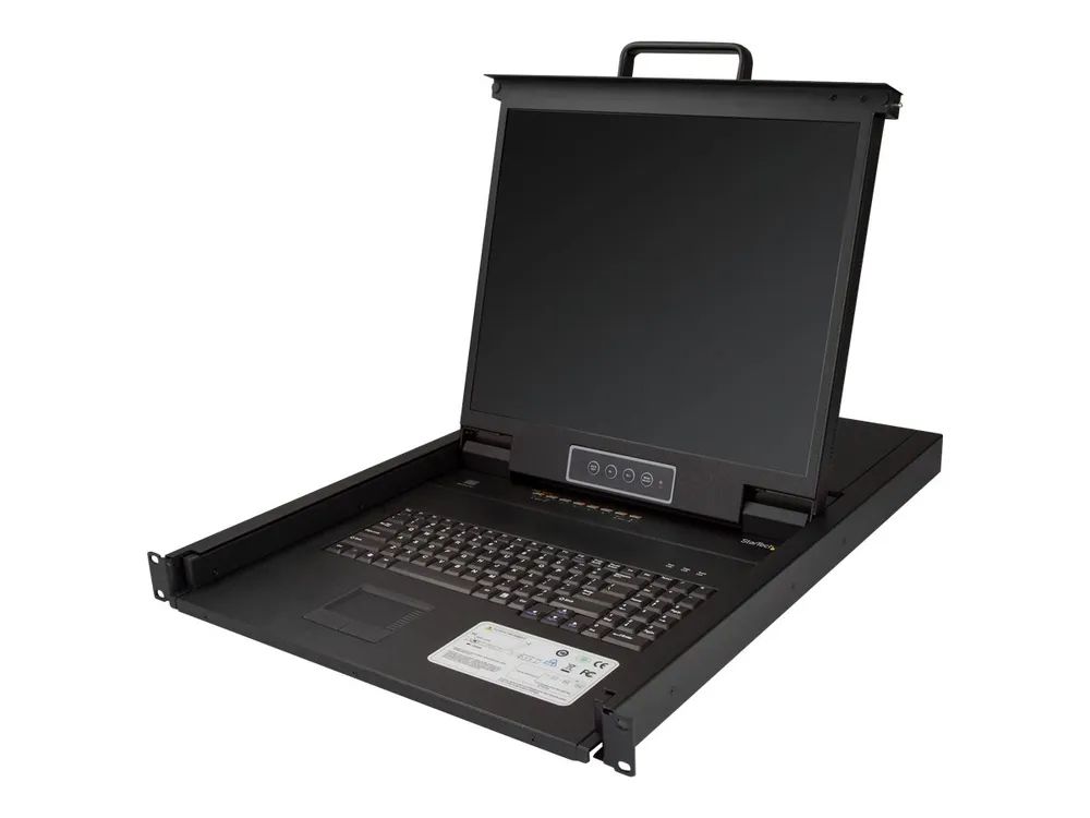 StarTech.com 8 Port Rack KVM Konsole mit 1, 8 m Kabeln – US Tastatur(QWERTY), integrierter KVM Switch mit 19″ LCD Monitor – 1HE LCD KVM Konsole – OSD KVM – 50.000 MTBF – USB + VGA(RKCONS1908K) – KVM – Konsole mit KVM – Switch – 8 Anschlüsse – PS/2, USB