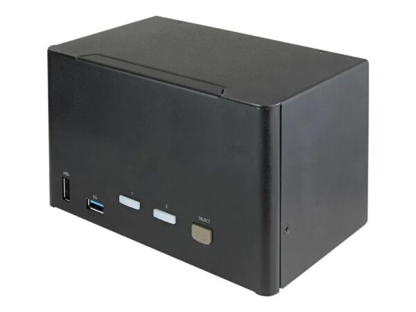 0065030881777-1 StarTech.com 2 Port Quad Monitor DisplayPort KVM Switch – 4K 60 Hz UHDR – DP 1.2 KVM Switch mit USB 3.0 Hub mit 2x USB 3.0(5 Gbit/s) und 4x USB 2.0 HID Anschlüssen, Audio – Hotkey – TAA (SV231QDPU34K)
