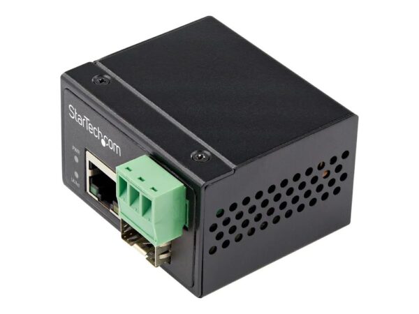 0065030889667-1 StarTech.com Industrial Media Converter – 100 Mbit/s Medienkonverter LWL Kupfer – Singlemode – /Multimode Glasfaser auf Kupfer Netzwerk – 12 – 56 V DC – IP – 30/ – 40°C bis 75°C (IMC100MSFP)