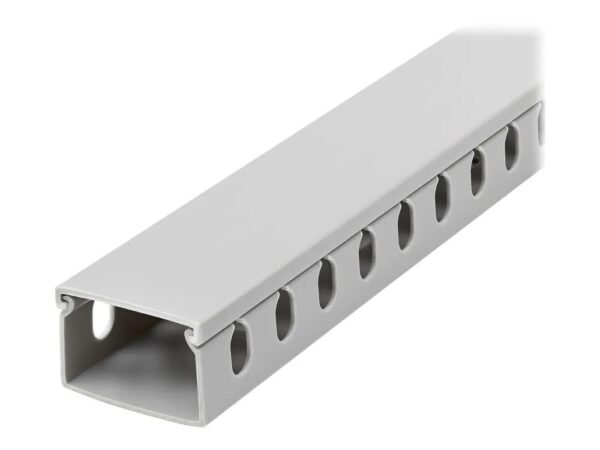 0065030890991-1 StarTech.com Open Slot Cable Management Raceway with Cover, 1 – 1/2"(38mm)W x 1"(25mm)H, 6.5ft(2m) length, 1/4"(8mm) Slots, PVC Network Cable Hider/Wall Wire Duct, Max 20 Cables, UL Listed – UL94 V0, M1 Fire Rated (CBMWD3825)