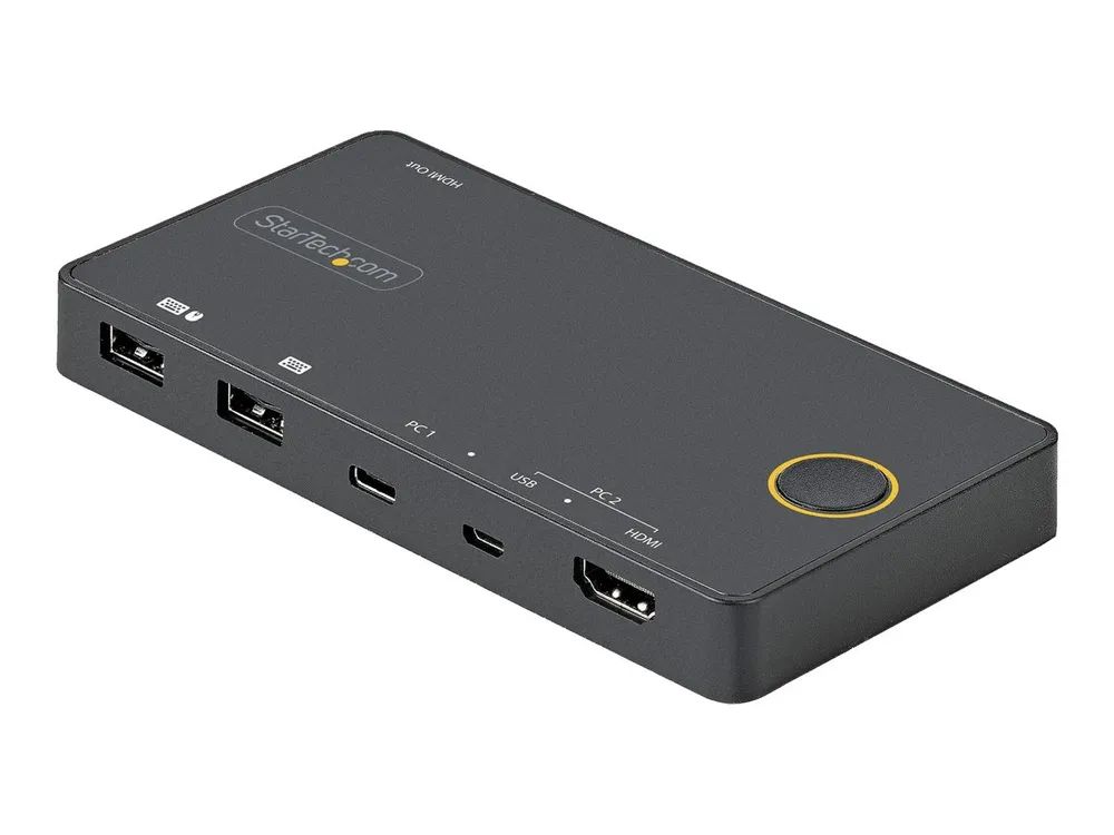 StarTech.com 2 Port Hybrid KVM Switch HDMI + USB – A & USB – C – 4K 60Hz HDMI 2.0 Monitor – Kompakter Desktop und/oder Laptop HDMI KVM Umschalter – USB Bus Powered – Thunderbolt 3 Kompatibel (SV221HUC4K)