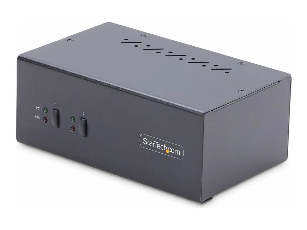 StarTech.com 2 – Port Dual – Monitor DisplayPort KVM Switch, 4K 60Hz, 2x USB 5Gbps Hub Ports, 2x USB 2.0 HID Ports, Hotkey and Push – Button Switching, TAA Compliant – ESD Level 3 Protection (P2DD46A2 – KVM – SWITCH)