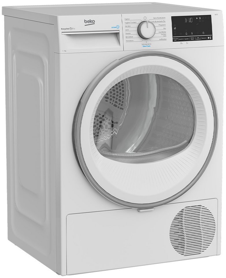 BEKO Wärmepumpentrockner B3T41239A, Dampffunktion, Aquawave-Schontrommel, Kindersicherung