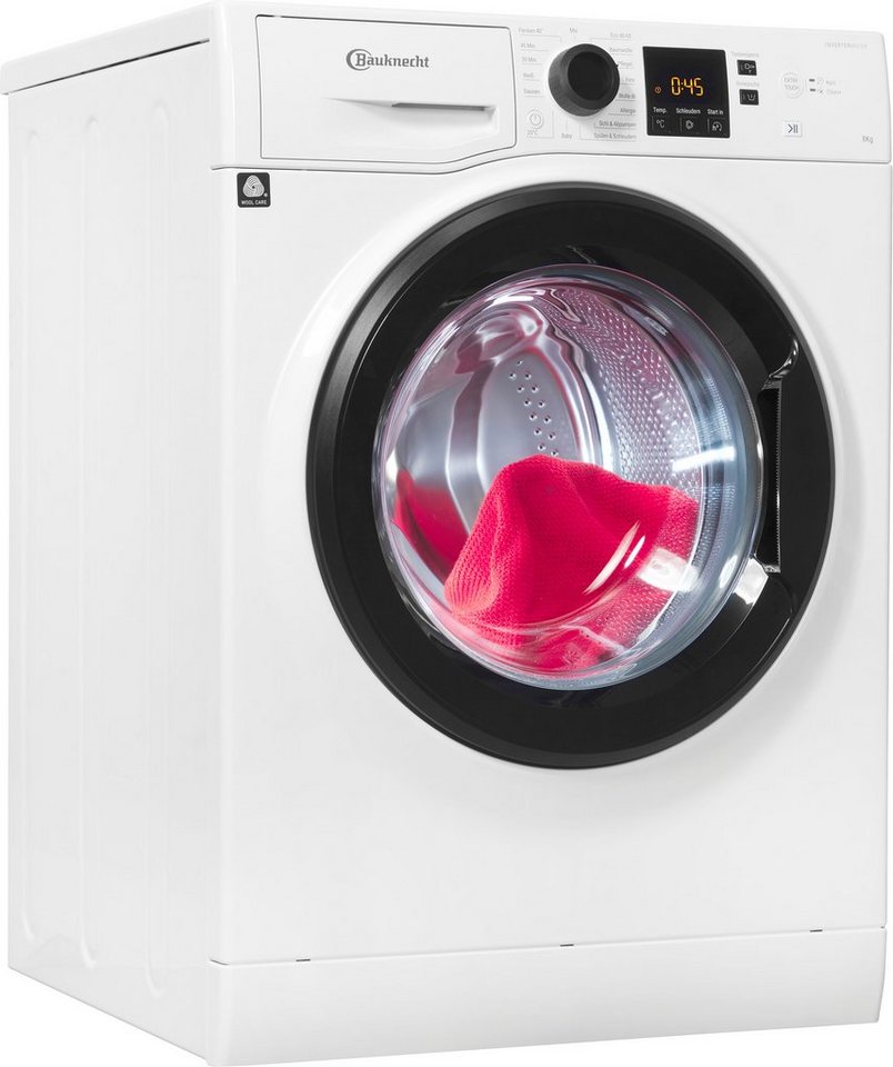 BAUKNECHT Waschmaschine Super Eco 845 A, 8 kg, 1400 U/min, Kurz 45‘ – saubere Wäsche bei voller Beladung in nur 45 Minuten