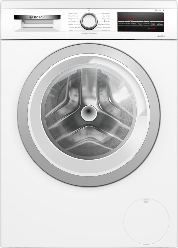 BOSCH Waschmaschine Serie 6 WUU28T42, 9 kg, 1400 U/min, Unterbaufähig, Zeitersparnis durch Speed Perfect, Großes LED-Display