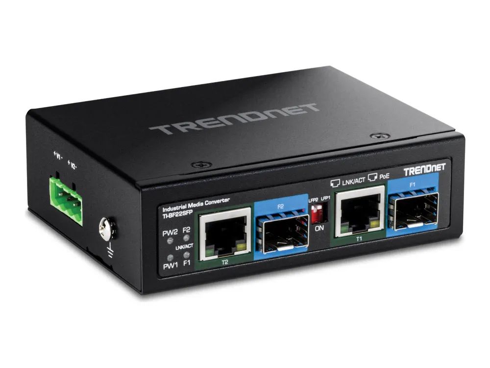 TRENDnet TI – BF22SFP – Version v1.0R – Medienkonverter – 1GbE – 2 Anschlüsse – 2 x RJ – 45 / 2 x SFP (mini – GBIC)