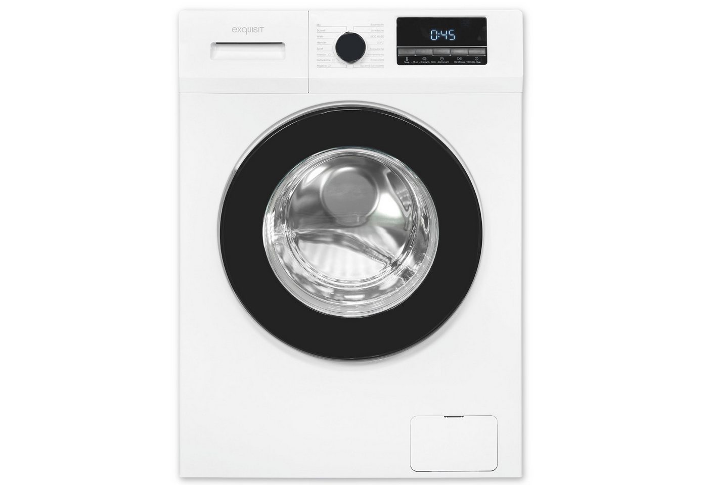 Exquisit Waschmaschine WA58014-340A, 8 kg, 1400 U/min, 8kg, Energieklasse A, 16 Waschprogramme, Startzeitvorwahl, Aquastop