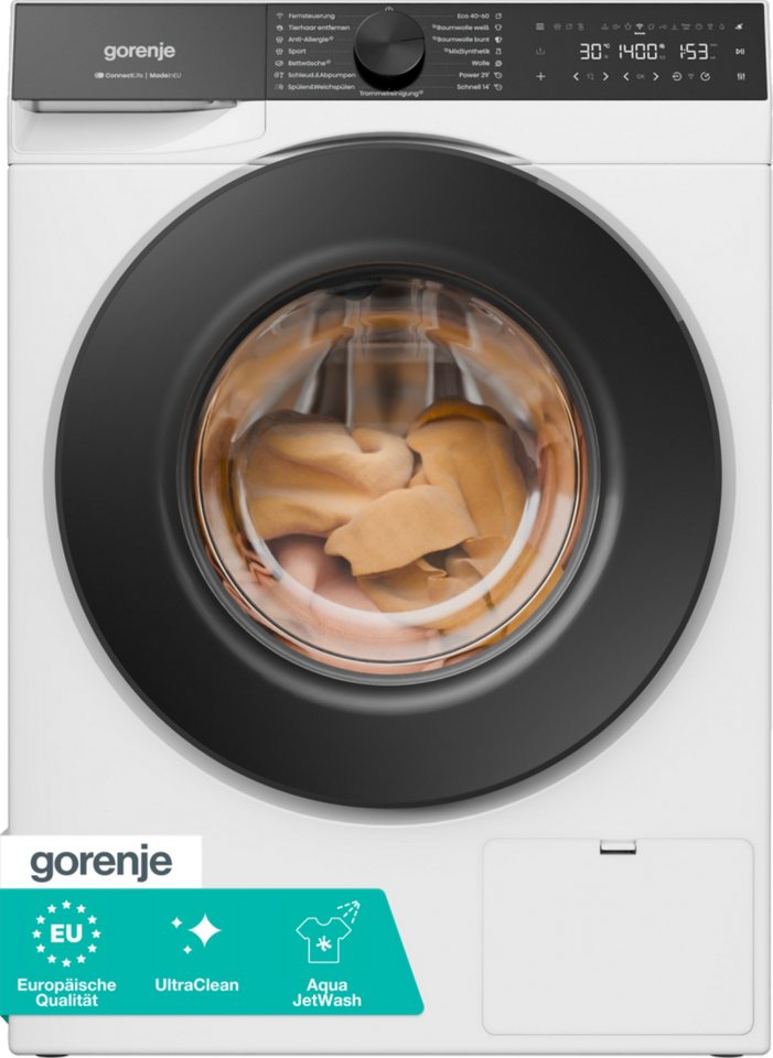 Gorenje Waschmaschine G600 W5G684A3T1, 8 kg, 1400 U/min, 30% besser als Energieklasse A, FastWash Pro 29 min.
