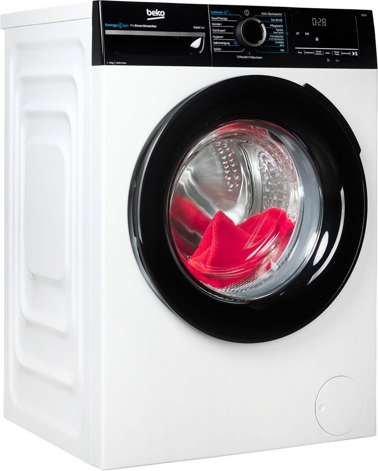 BEKO Waschmaschine BM3WFU4941W, 9 kg, 1400 U/min, Waschen mit EnergySpin: Bis zu 35 % Energie sparen – nicht nur in Eco