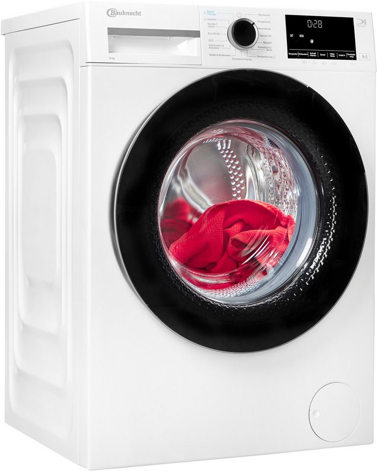 BAUKNECHT Waschmaschine B WM 8A7 BS, 8 kg, 1400 U/min, Adaptive Wash – Intelligente Anpassung für perfekte Waschergebnisse