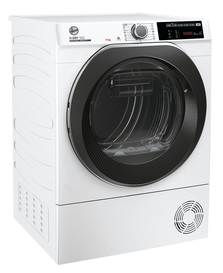 Hoover Wärmepumpentrockner H-DRY500 NDEH11A2TCBEXS-S, AquaVision-System, Wolle-Programm, Knitterschutzfunktion, 5D-Display