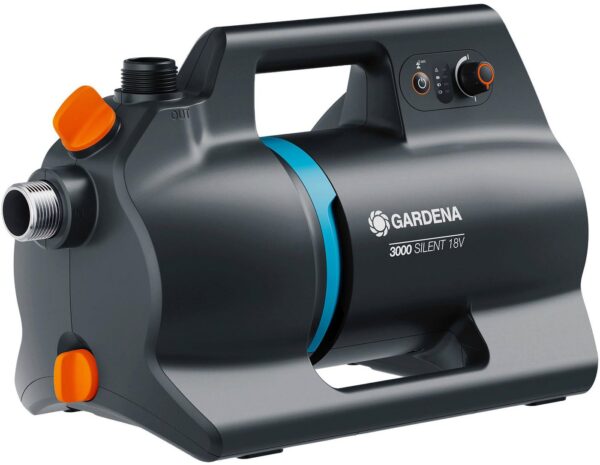 GARDENA Akku-Gartenpumpe 3000 Silent 18V P4A Ready-To-Use Set, 1,6 m 180W, 3 bar, Inkl. Akku und Ladegerät