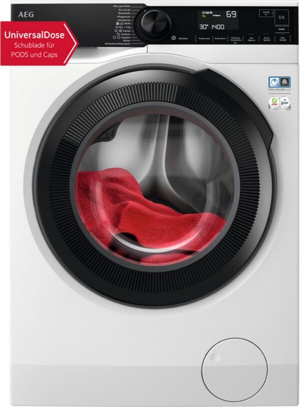 AEG Waschmaschine 7000 ProSteam® LR7EA410FL 914501653, 10 kg, 1400 U/min, UniversalDose: löst PODS®/Caps 60 % schneller auf für beste Reinigung