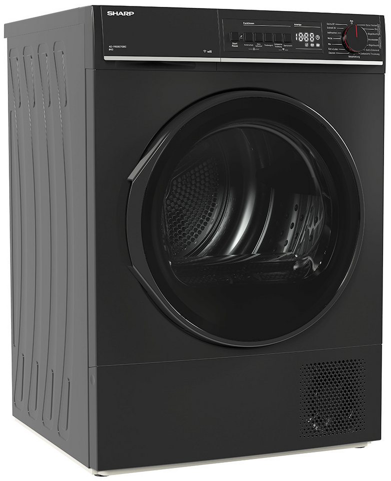 Sharp Wärmepumpentrockner KD-PRO8S7GBC-DE, SoftTouch-Bedienung mit LED-Display, Trommelbeleuchtung, WiFi