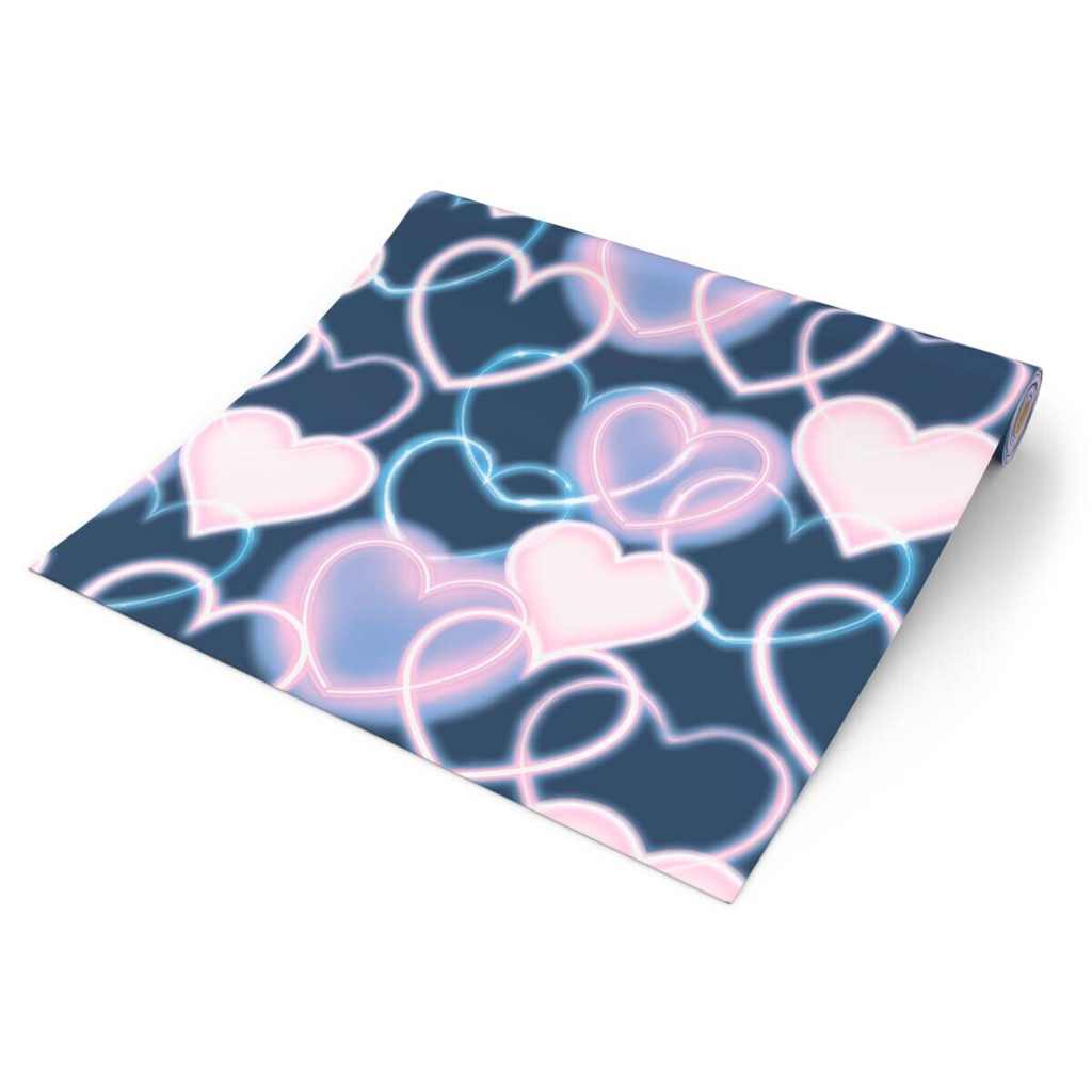 UGEPA Papiertapete Herzen blau rosa B/L: ca. 53x1005 cm