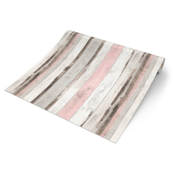 POCO Papiertapete Holzoptik grau rosa B/L: ca. 53x1005 cm