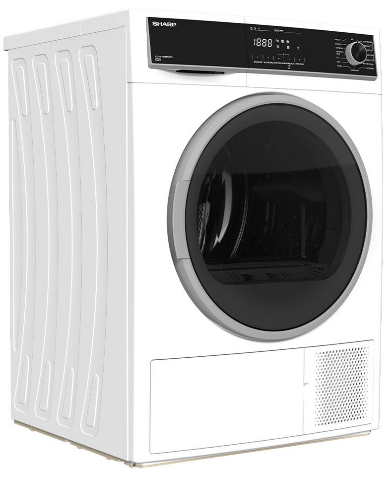 Sharp Wärmepumpentrockner KD-HHH8S8GW3-DE, Startzeitvorwahl, Knitterschutzfunktion, BubbleDrum