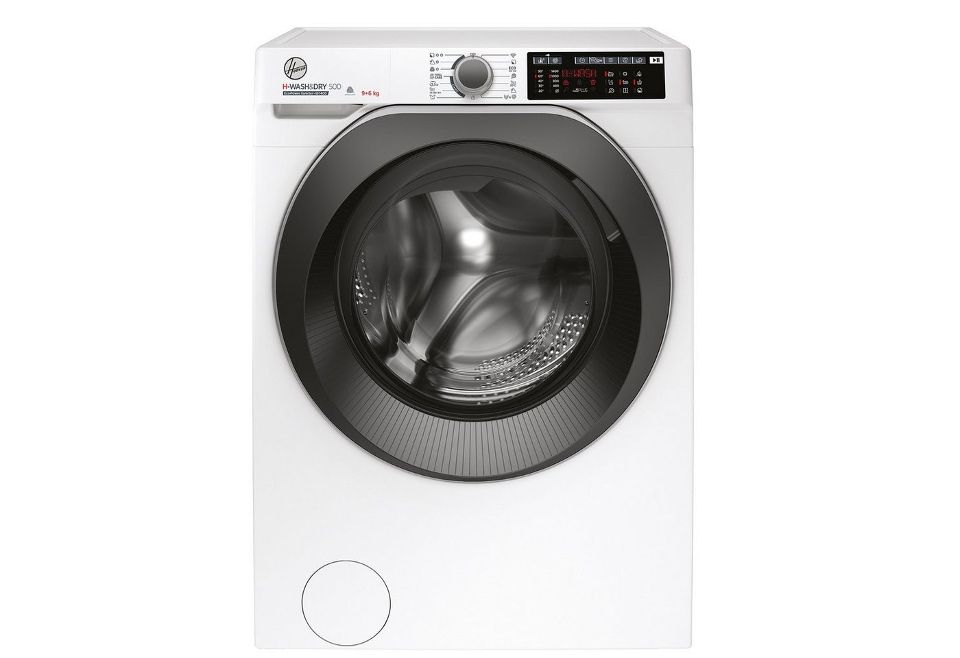 Hoover Waschtrockner H-WASH500 HDQ 496AMBS/1-S, 9,00 kg, 6 kg, 1400 U/min, hOn App / Wi-Fi + Bluetooth, Aquastop-Schlauch, Inverter Motor