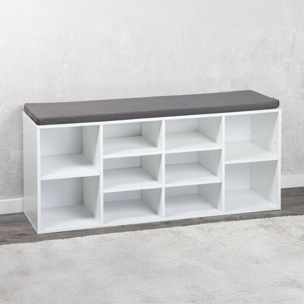 4000270941863 Kesper Schuhschrank mit Sitzkissen
grau Textil B/H/L: ca. 29,5x48x1035 cm