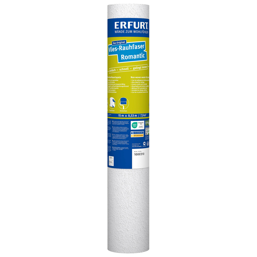 Erfurt Rauhfaser Romantic
weiß B/L: ca. 53×1500 cm strukturiert