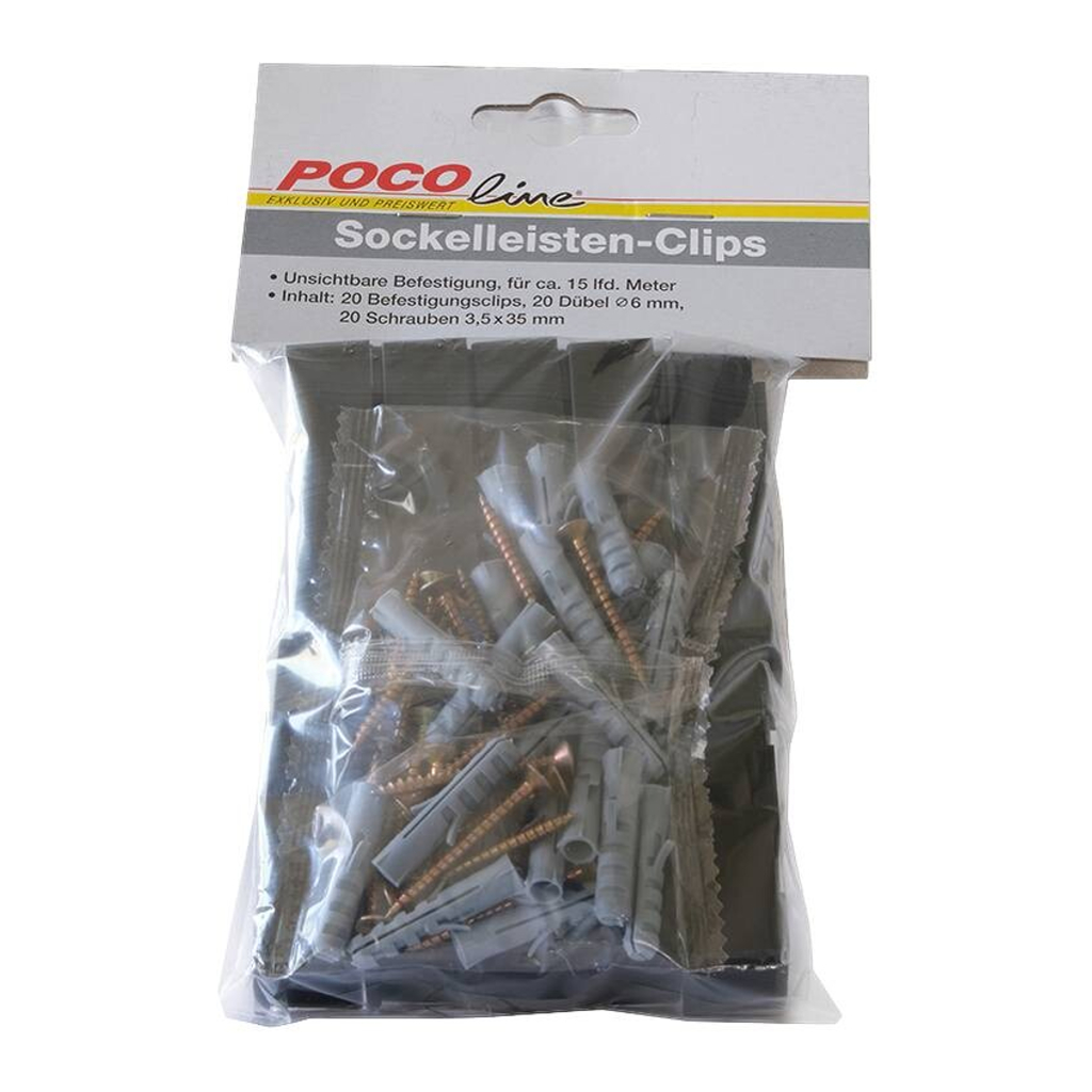 Sockelleisten-Clips schwarz L/B/H: ca. 2,34×1,61×6,06 cm
