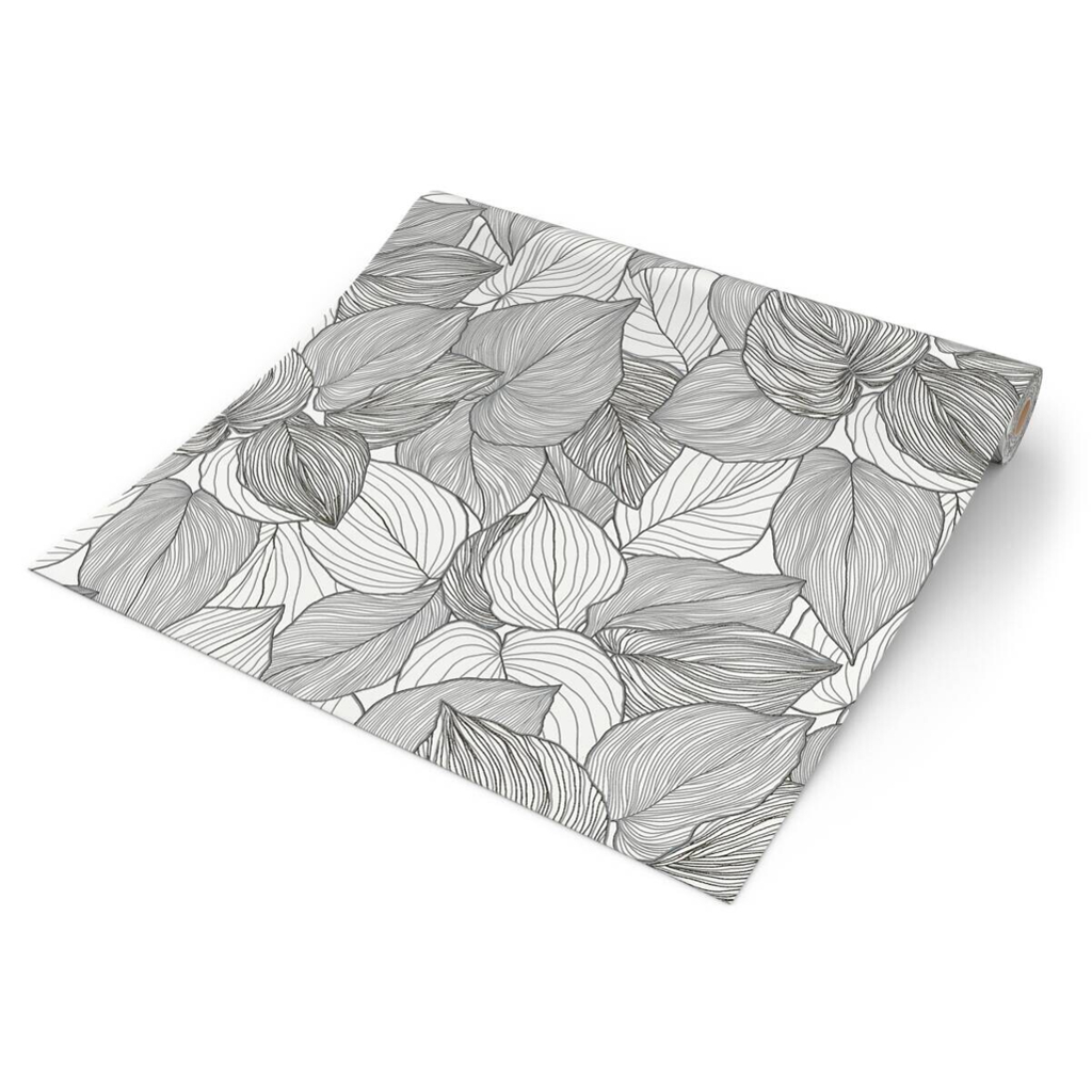 Erismann Vliestapete Blätter weiß schwarz B/L: ca. 53x1005 cm