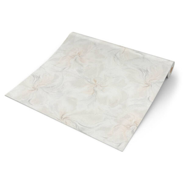 POCO Vliestapete Blätter weiß beige grau B/L: ca. 53x1005 cm glitzernd