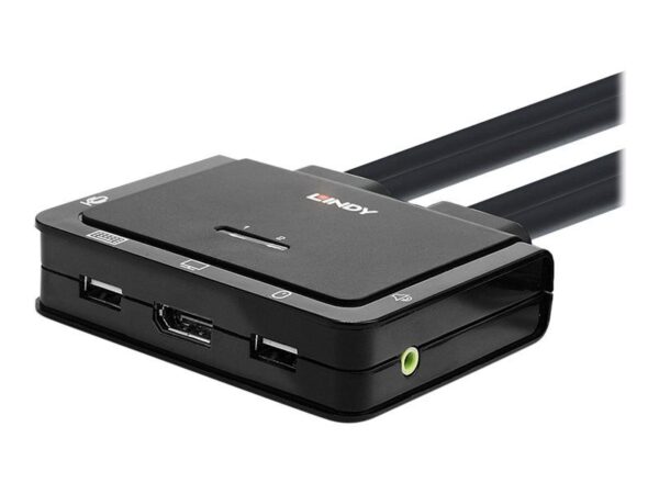 4002888423465-1 Lindy 2 Port DisplayPort 1.2, USB Type C, USB 2.0 & Audio Cable KVM Switch