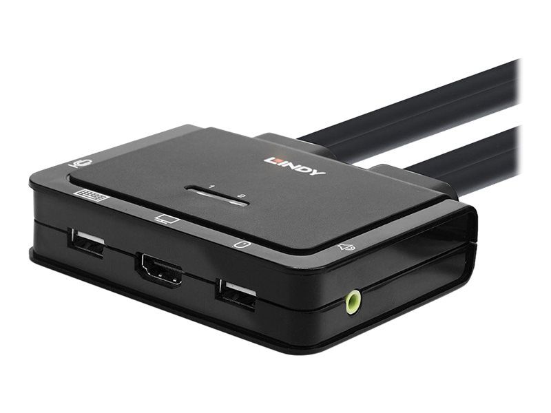 Lindy 2 Port HDMI 18G, USB Type C, USB 2.0 & Audio Cable KVM Switch