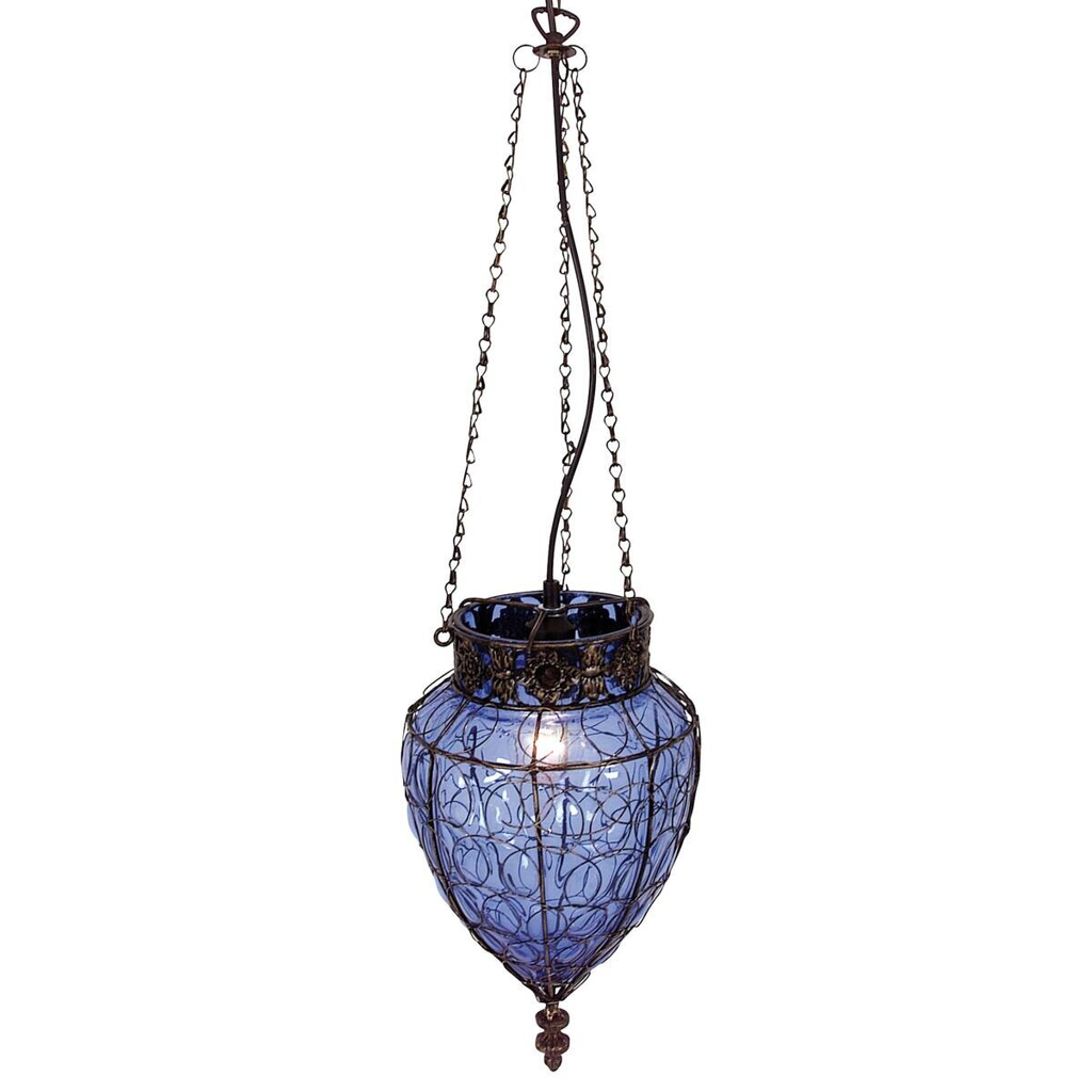 Näve Leuchten Pendelleuchte
blau Glas Metall B/H/T/D: ca. 25x39x25x25 cm E27 1 Brennstellen