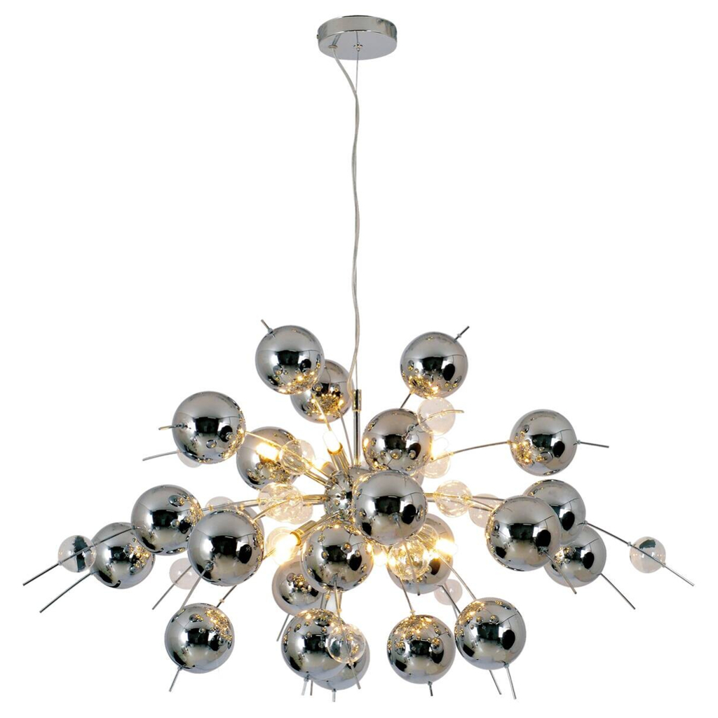 Näve Leuchten Pendelleuchte
Chrom Glas Metall B/H/T/D: ca. 98x187x98x98 cm G9 10 Brennstellen