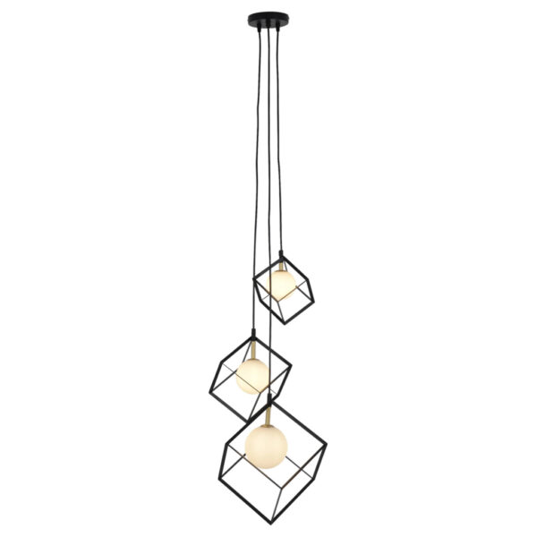 Näve Leuchten Pendelleuchte 7083022
schwarz Metall Glas B/H/T: ca. 40x147x40 cm G9 3 Brennstellen