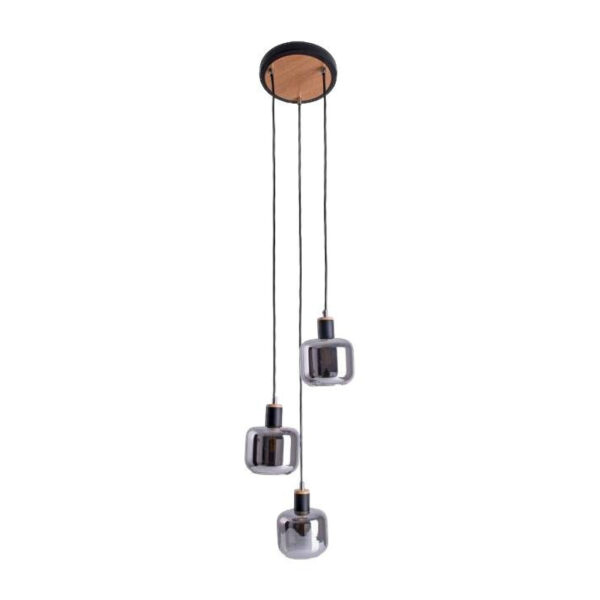 Näve Leuchten Pendelleuchte 6116722 Fumoso
schwarz natur Metall Rauchglas H/D: ca. 123x23 cm E14 3 Brennstellen