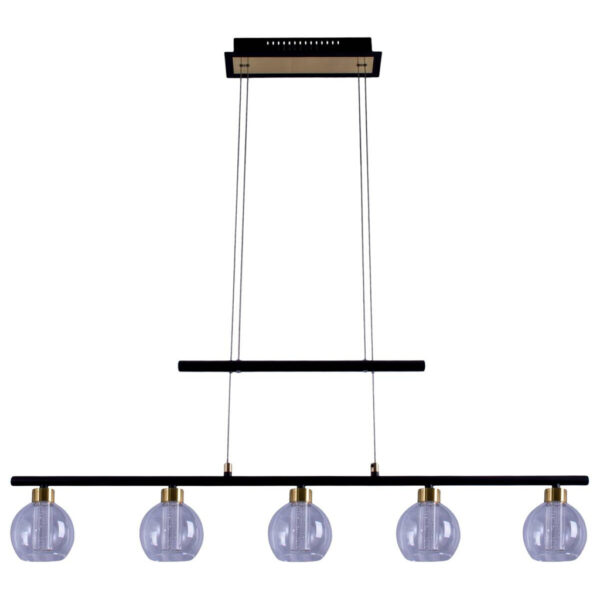 Näve Leuchten Pendelleuchte NV7093222
schwarz Glas Metall B/H/T: ca. 10x150x90 cm 5 Brennstellen
