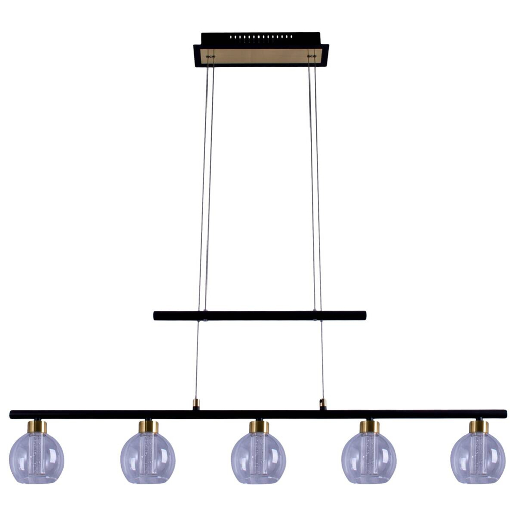 Näve Leuchten Pendelleuchte NV7093222
schwarz Glas Metall B/H/T: ca. 10x150x90 cm 5 Brennstellen