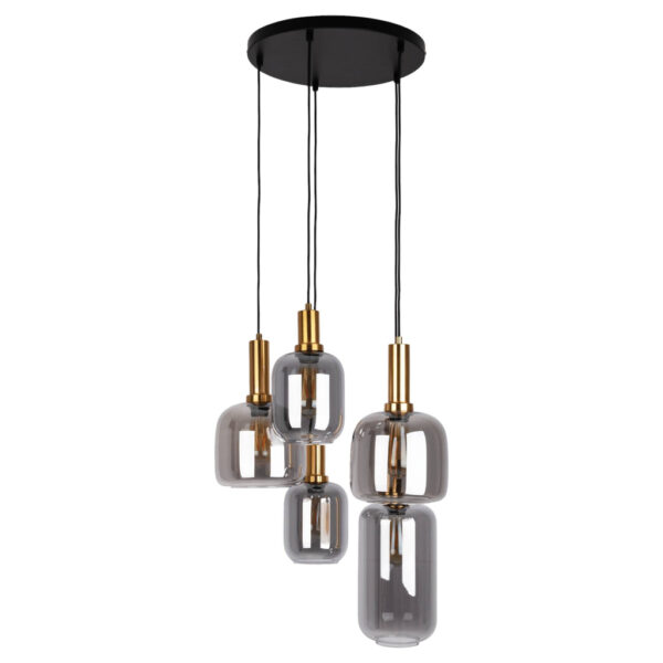 Näve Leuchten Pendelleuchte 7095822
schwarz Metall Glas T/D: ca. 150x55 cm E27 5 Brennstellen