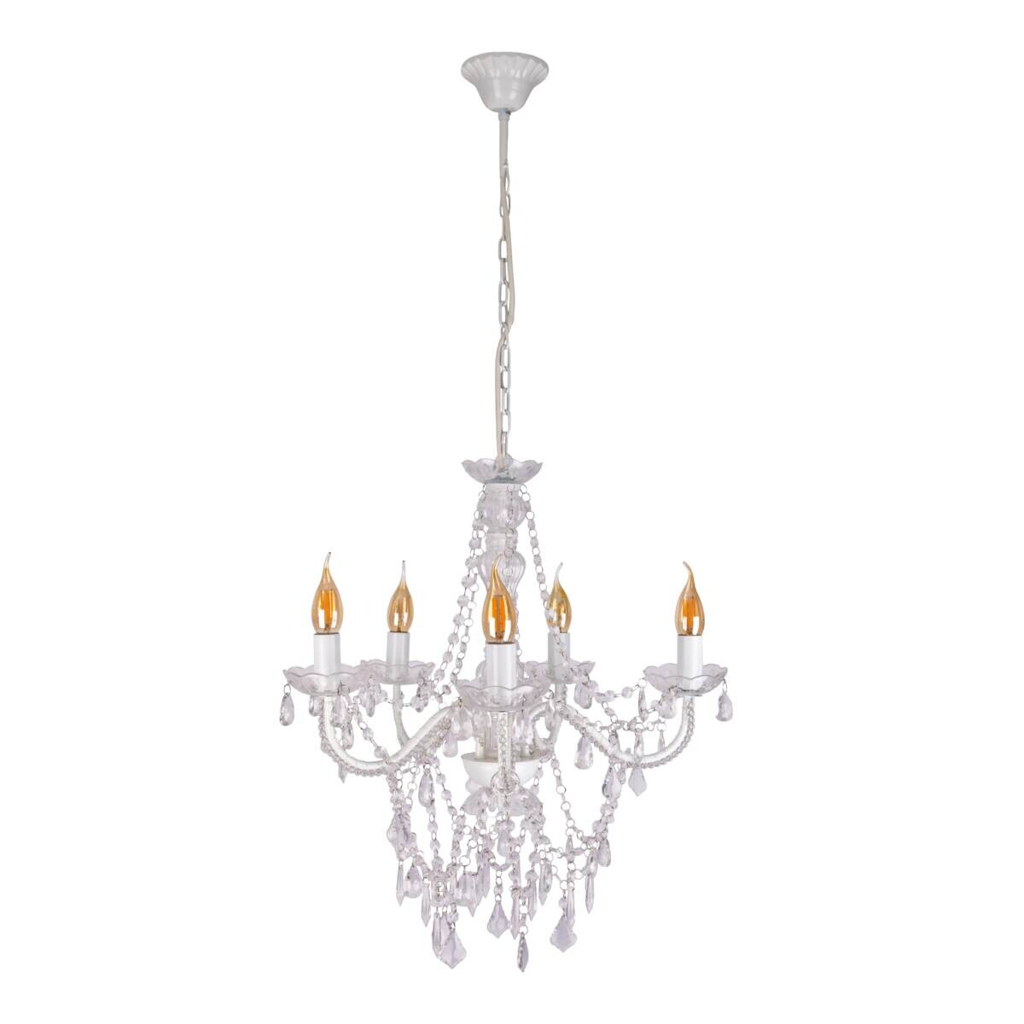 Näve Leuchten Pendelleuchte 8009323
weiß Metall Kunststoff B/H/T: ca. 52x85x52 cm E14 5 Brennstellen