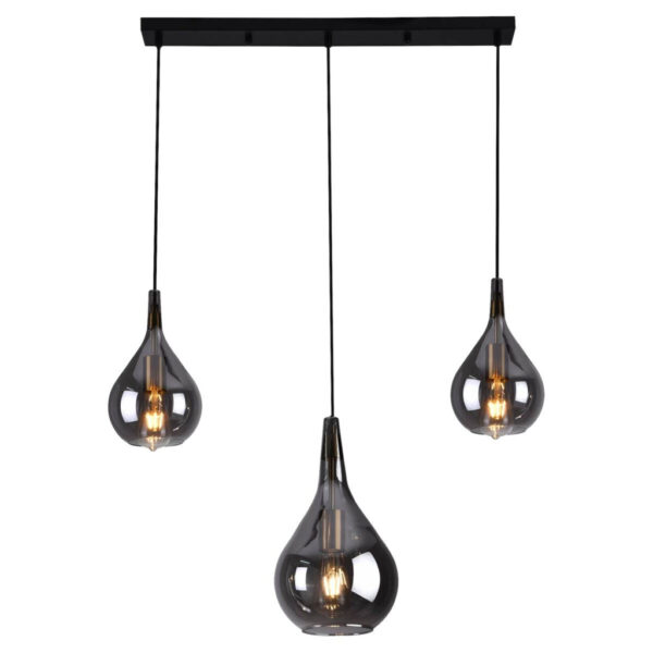 Näve Leuchten Pendelleuchte
schwarz Metall Glas B/H/T: ca. 88x150x25 cm E27 3 Brennstellen