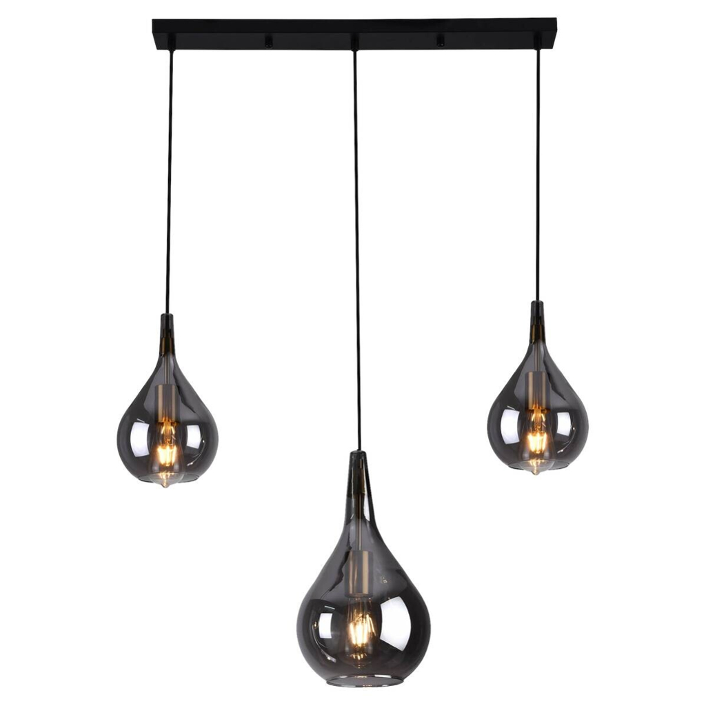 Näve Leuchten Pendelleuchte
schwarz Metall Glas B/H/T: ca. 88x150x25 cm E27 3 Brennstellen