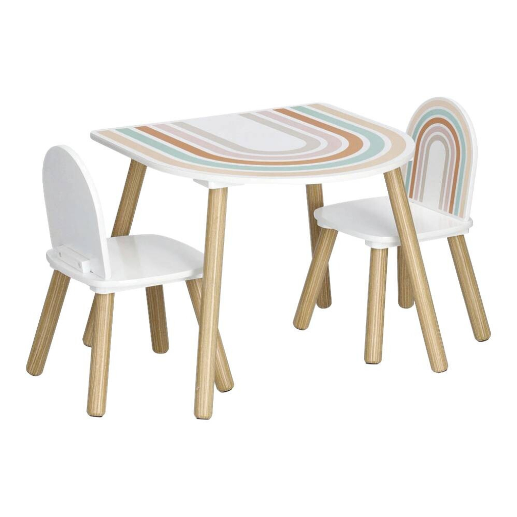 Zeller Kindertisch mit 2 Stühlen Rainbow bunt Kiefer B/H/T: ca. 55x55x45 cm