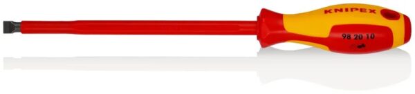 KNIPEX Schraubendreher für Schlitzschrauben isolierender Mehrkomponenten – Griff, VDE – geprüft brüniert 320 mm